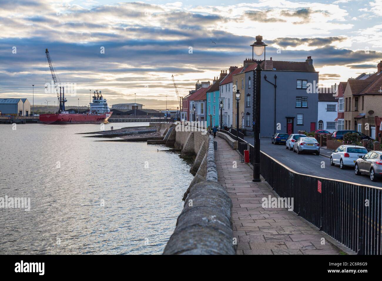 The seafront and terraced houses at the Headland in Old Hartlepool,England,UK Stock