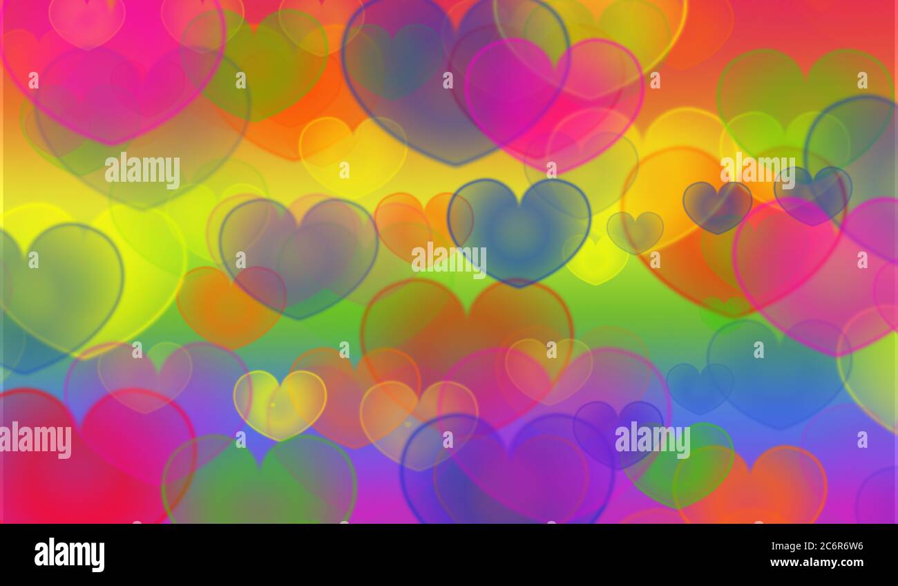 Background rainbow hearts metallic colorful Stock Photo
