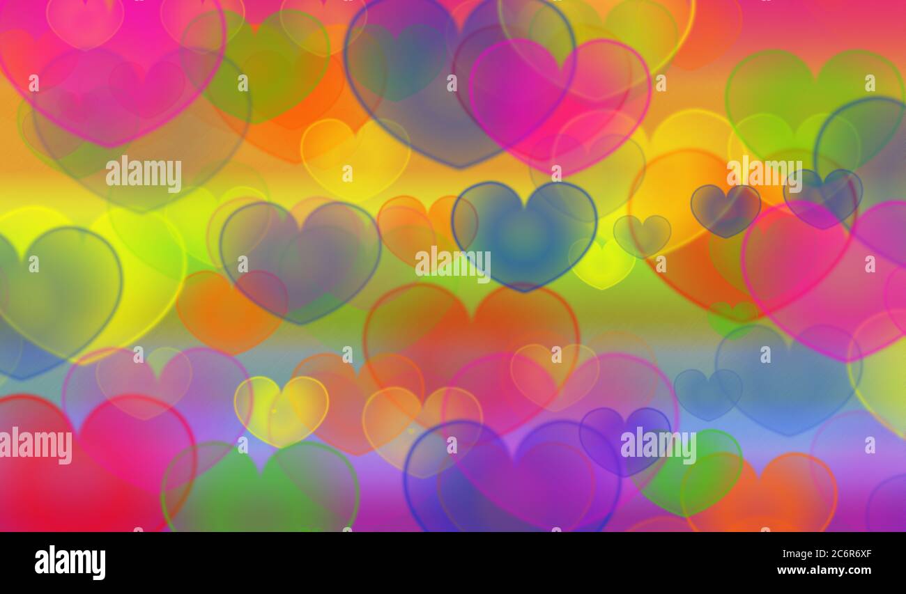 Background rainbow hearts metallic colorful Stock Photo