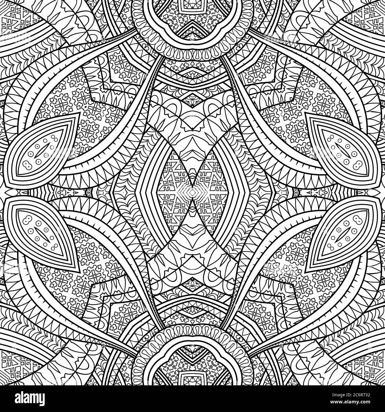 Vector ethnic hand drawn line art seamless pattern Stock Vector Image ...