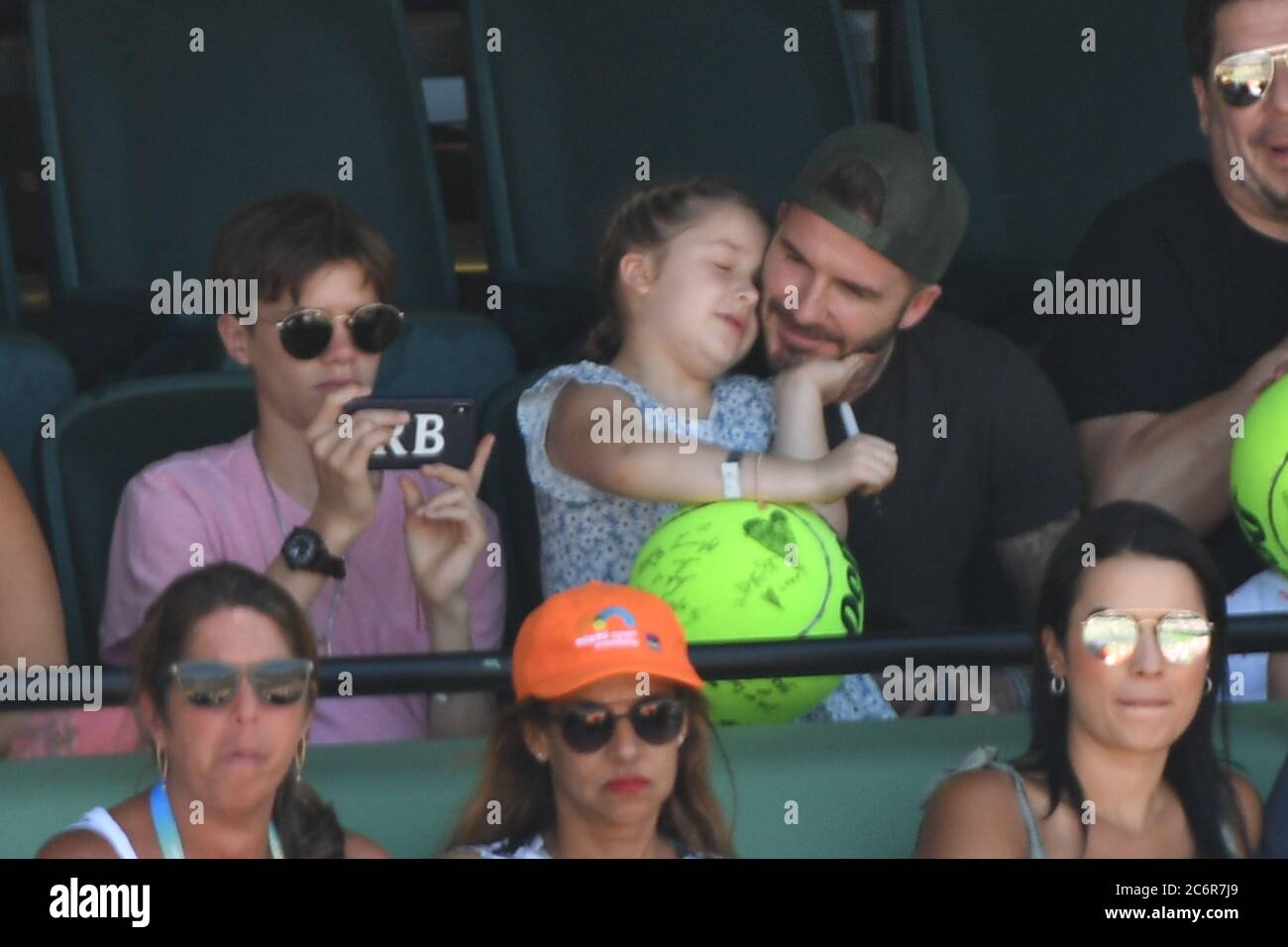 KEY BISCAYNE, FL - APRIL 01: David Beckham, Victoria Beckham, Harper