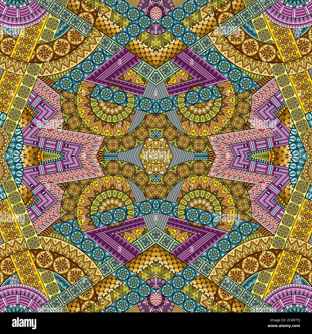 Vector abstract ethnic hand drawn seamless pattern Stock Vector Image ...