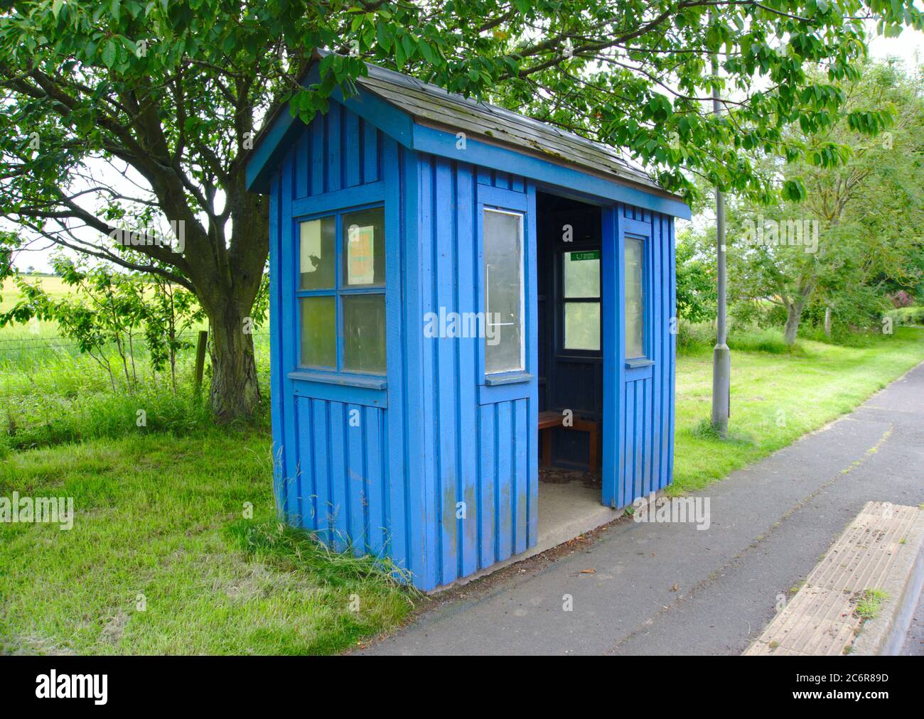 Rural bus stop in Coldingham, Berwickshire, Scottish Borders, UK. Stock Photo