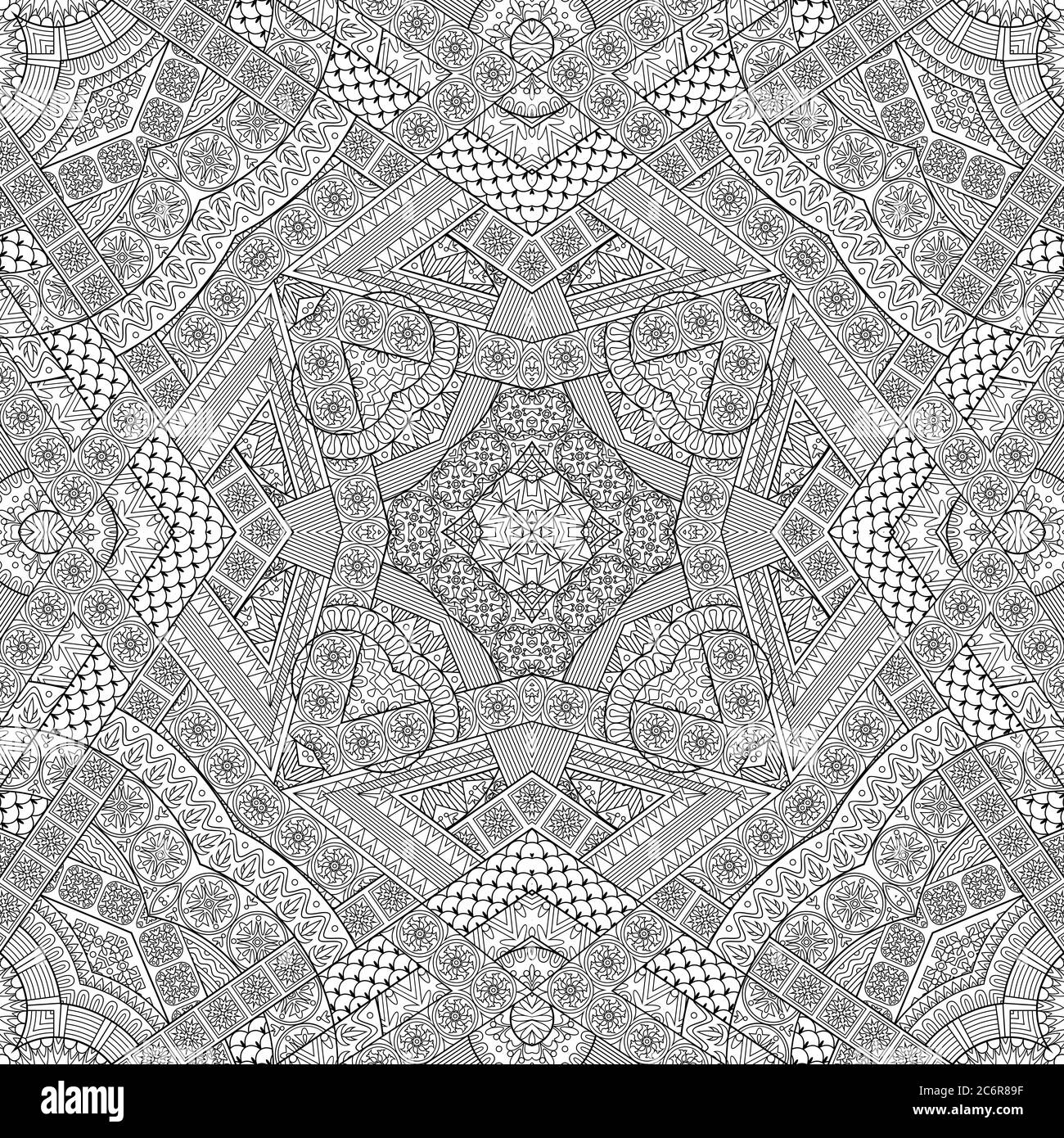 Vector ethnic hand drawn line art seamless pattern Stock Vector Image ...