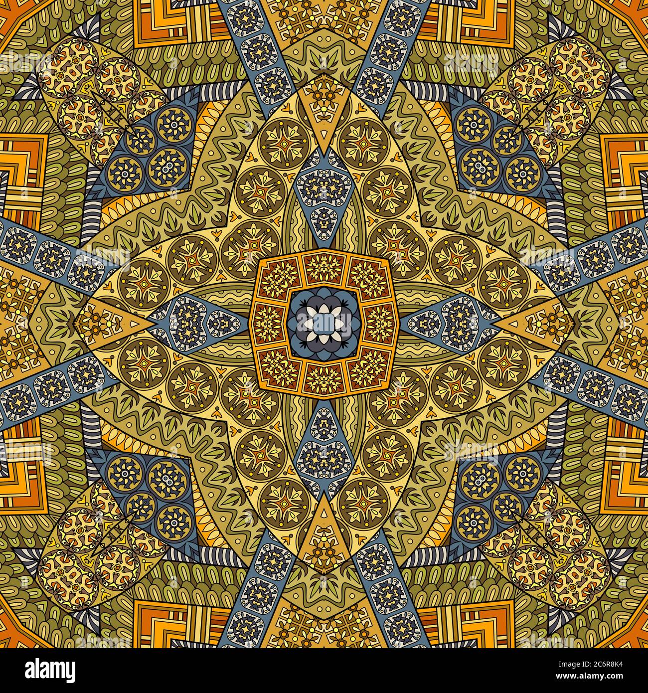 Vector abstract ethnic hand drawn seamless pattern Stock Vector Image ...