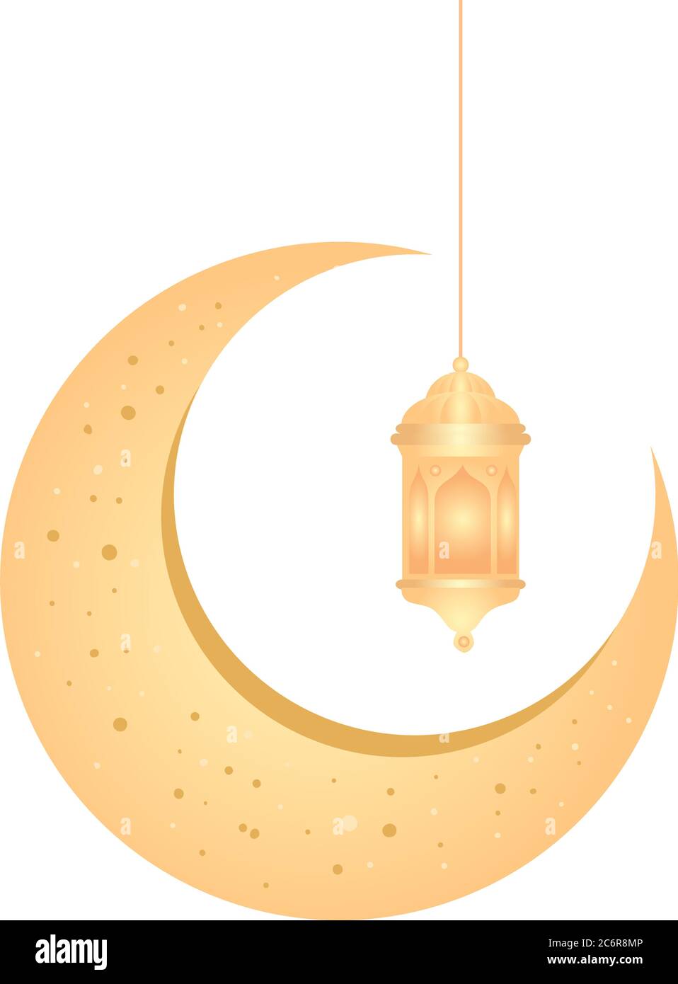 crescent moon golden hanging on white background Stock Vector Image ...