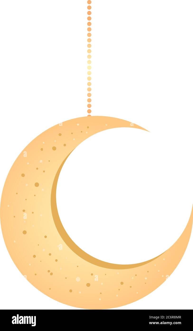 crescent moon golden hanging on white background Stock Vector Image ...