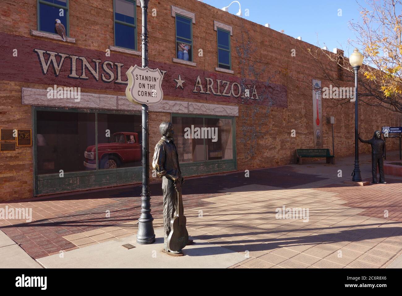 Standing on the Corner Park in Winslow, Arizona along Route 66 Stock Photo