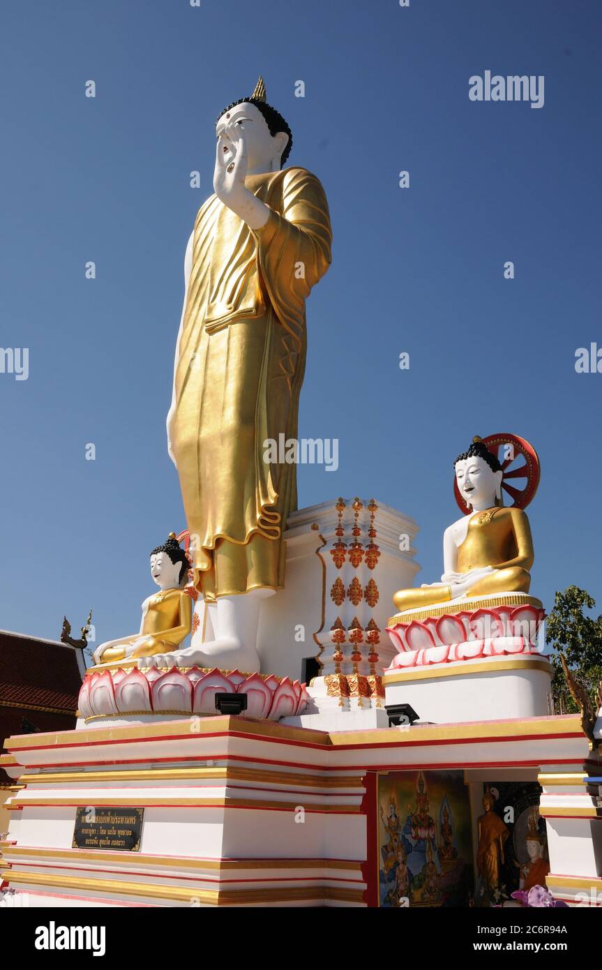 Statues of the Buddha at Wat Phra That Doi Kham, Chiang Mai, Thailand Stock Photo