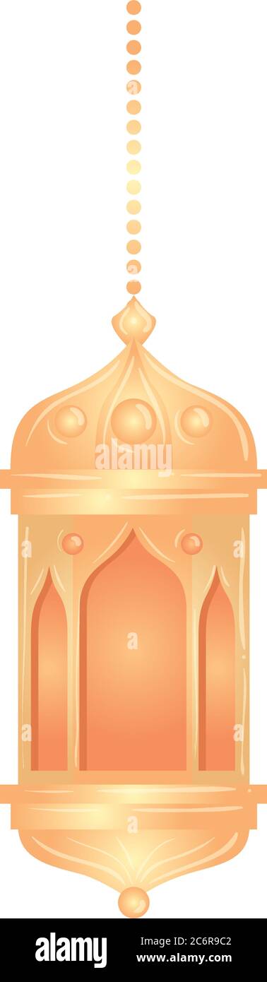 ramadan kareem lantern hanging, golden lantern hanging on white ...