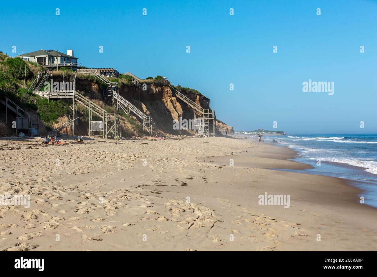 Landscape image of the beach in Montauk, NY looking east at the bluffs Stock Photo