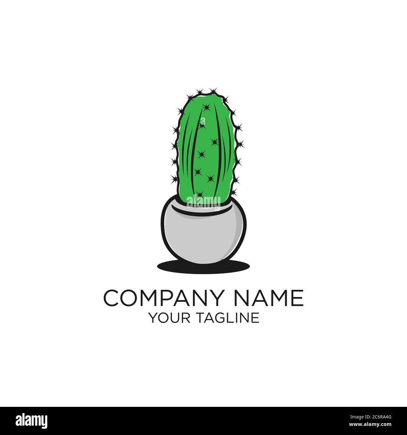 minimalist cactus logo design inspiration, Cactus isolated on white background.EPS 10 Stock Vector