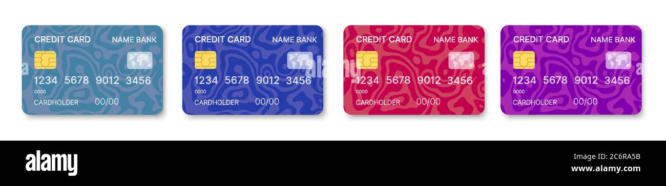 Credit cards set multicolor template vector with abstract Stock Vector