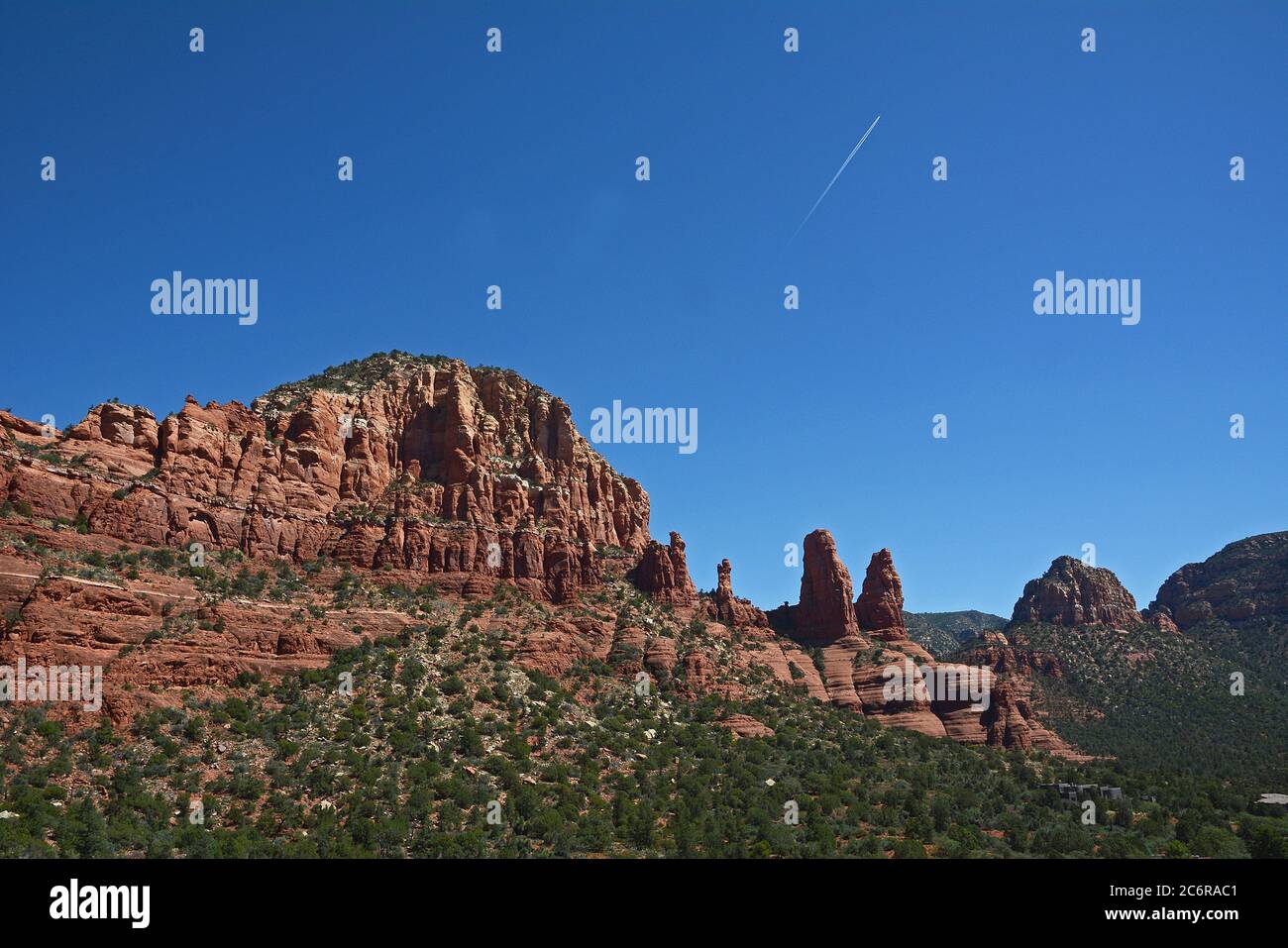 Red Rock area in Sedona, Arizona. Clear sky, red mountain Stock Photo ...