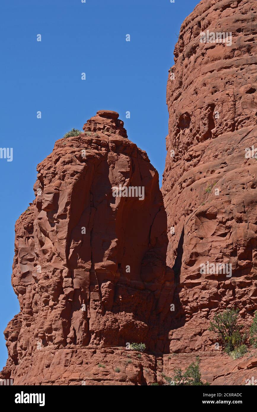 Red Rock area in Sedona, Arizona. Clear sky, red mountain Stock Photo ...