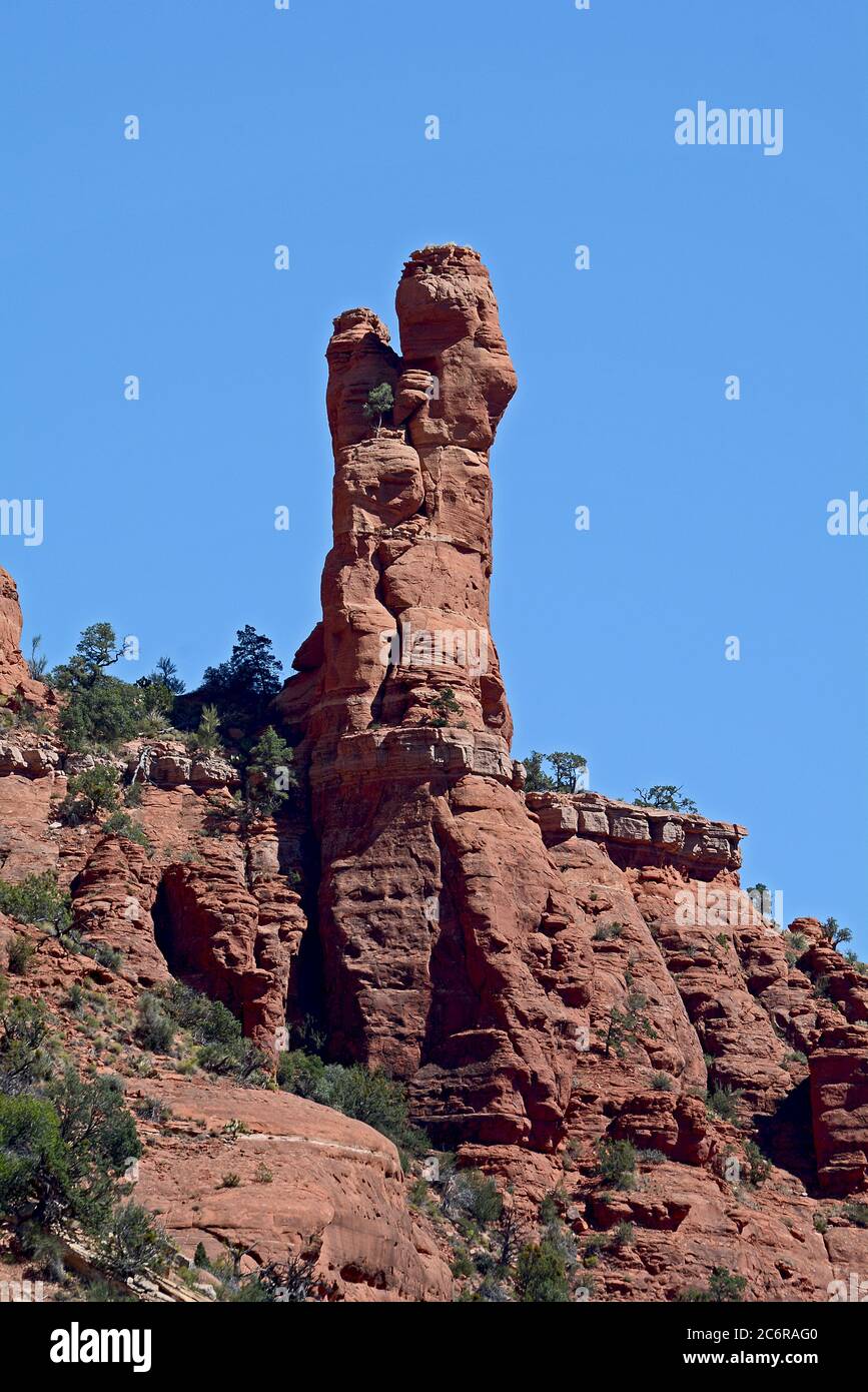 Red Rock area in Sedona, Arizona. Clear sky, red mountain Stock Photo ...