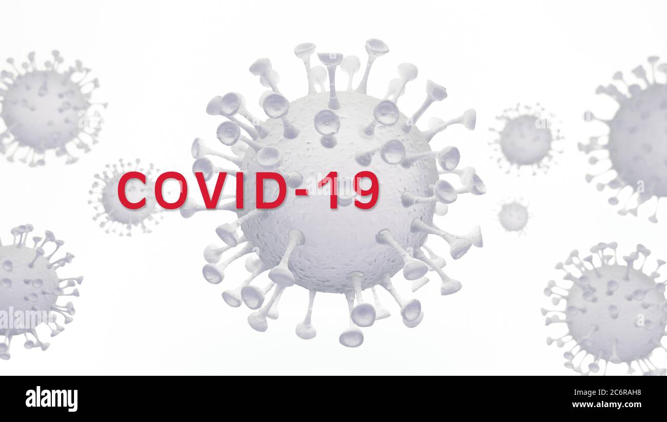 Corona virus COVID-19 virus SARS-CoV-2 concept - Coronavirus influenza background as dangerous flu strain cases as a pandemic medical health risk Micr Stock Photo