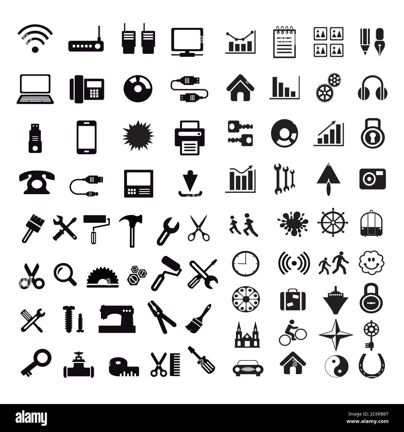 A set of internet silhouette icons with different Stock Vector Image ...