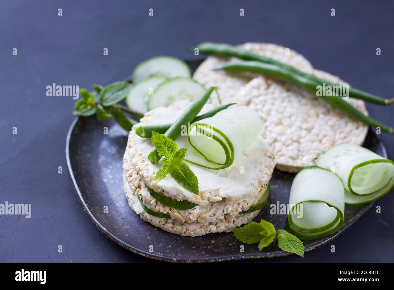 Rice cakes cream cheese cucumber hires stock photography and images