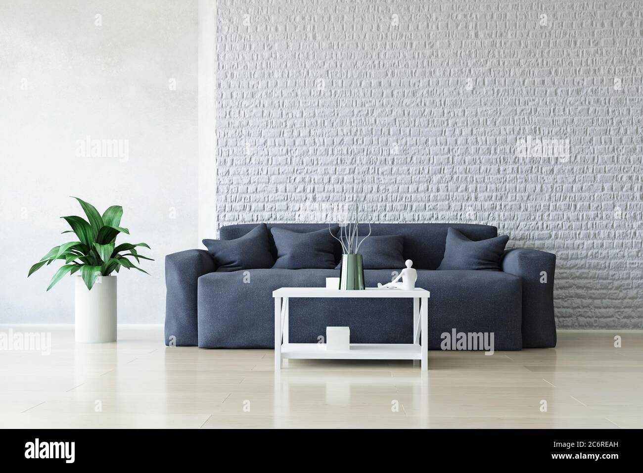 blue couch with pillows