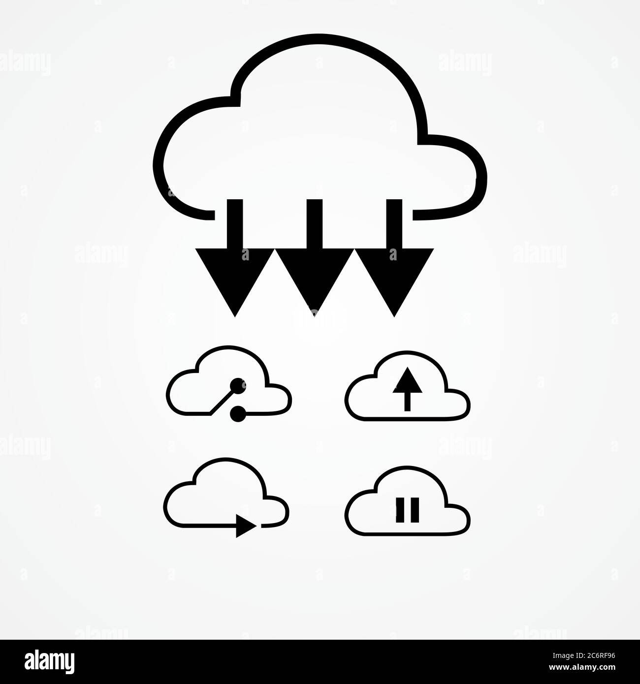 cloud computing vector illustration. transfer, sharing, upload and download via cloud storage. Stock Vector