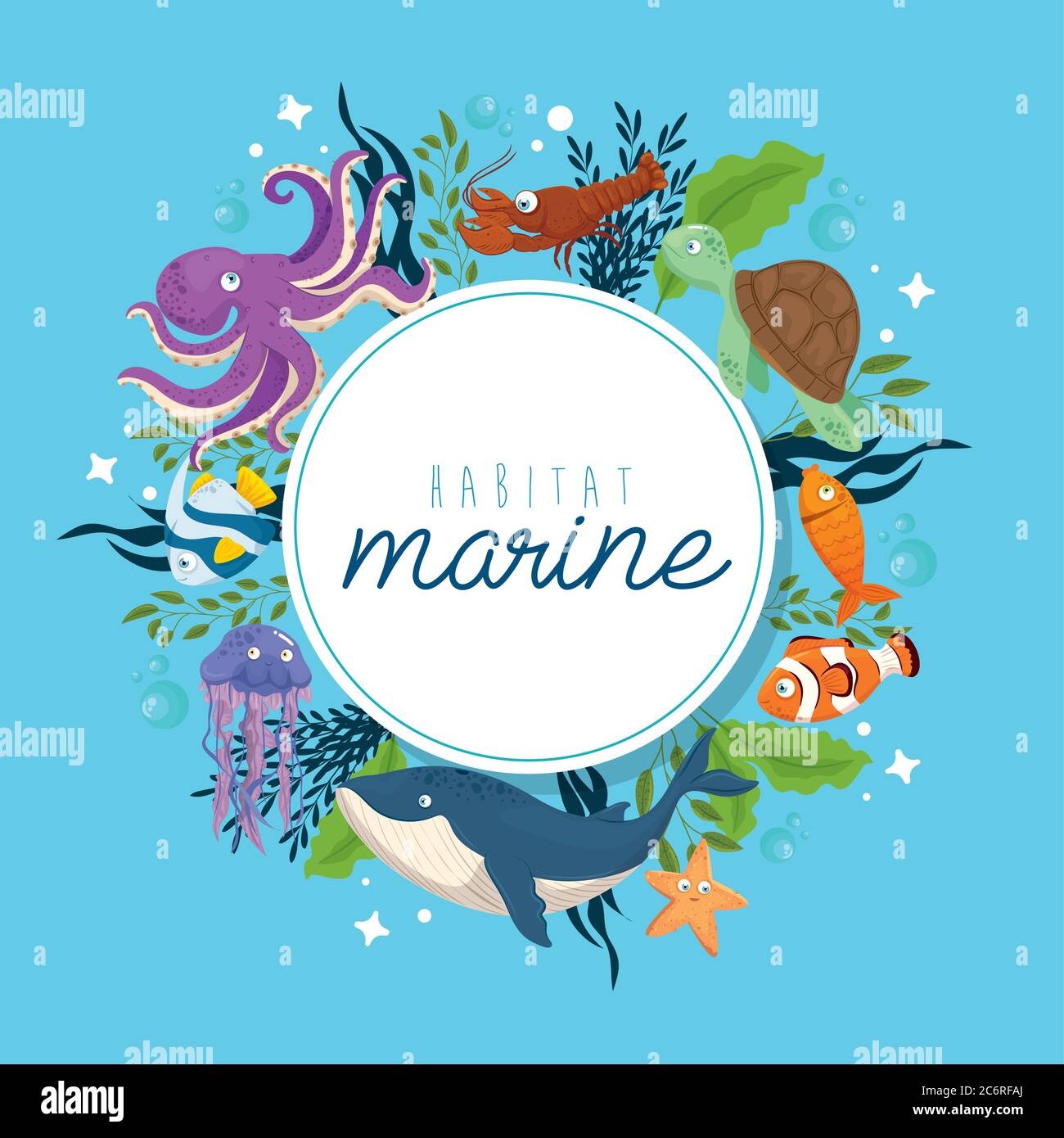 habitat marine, animals in ocean, seaworld dwellers, cute underwater  creatures, undersea fauna Stock Vector Image & Art - Alamy