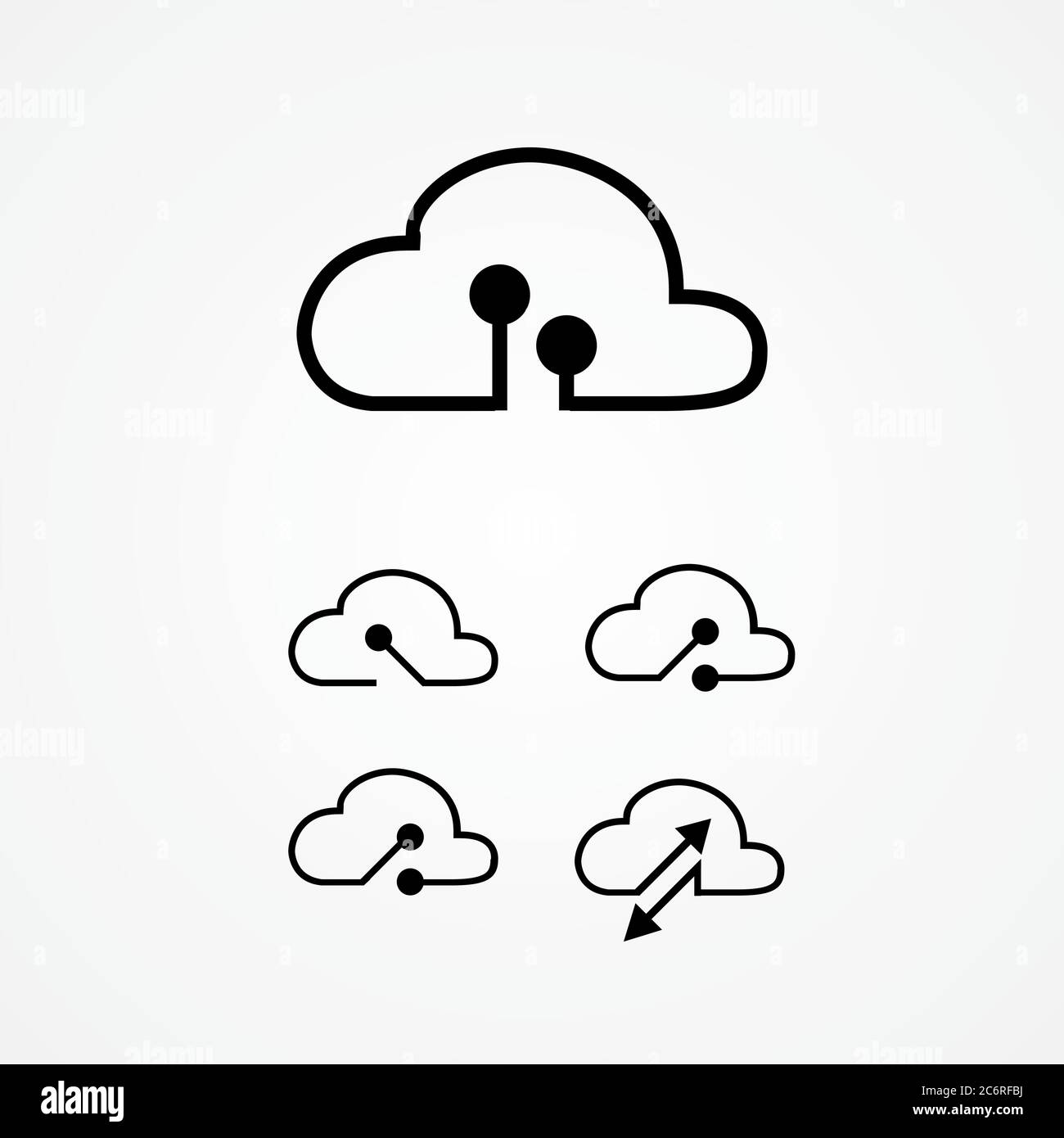 universal cloud tech circuit illustration. suitable for anything activities, such as social, business, and technology purpose Stock Vector