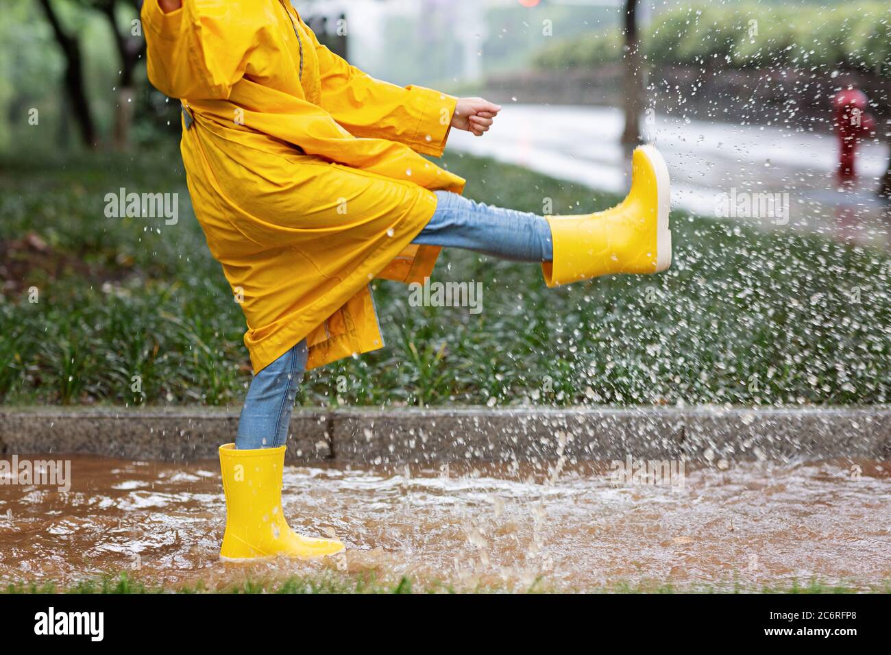 yellow rubber rain jacket