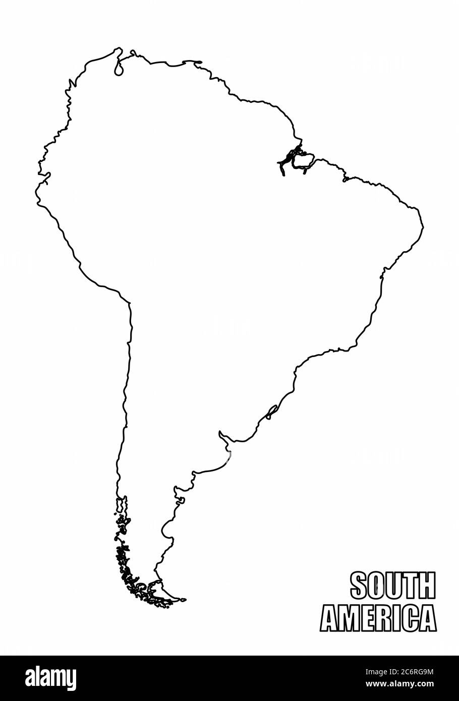 South America outline map Stock Vector