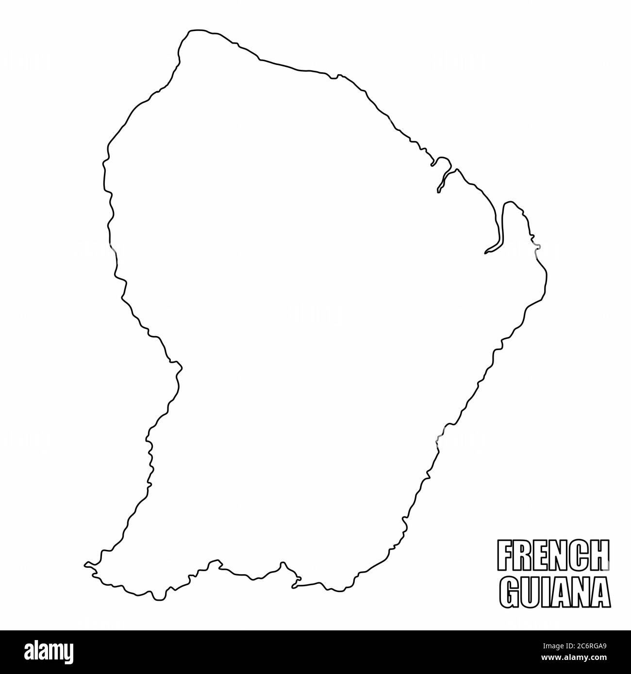 French Guiana outline map Stock Vector