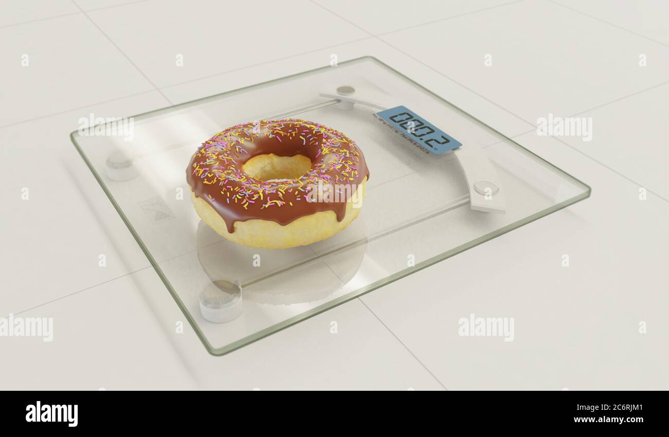 diet versus calories abuse delicious and tempting donuts with chocolate and pink icing and