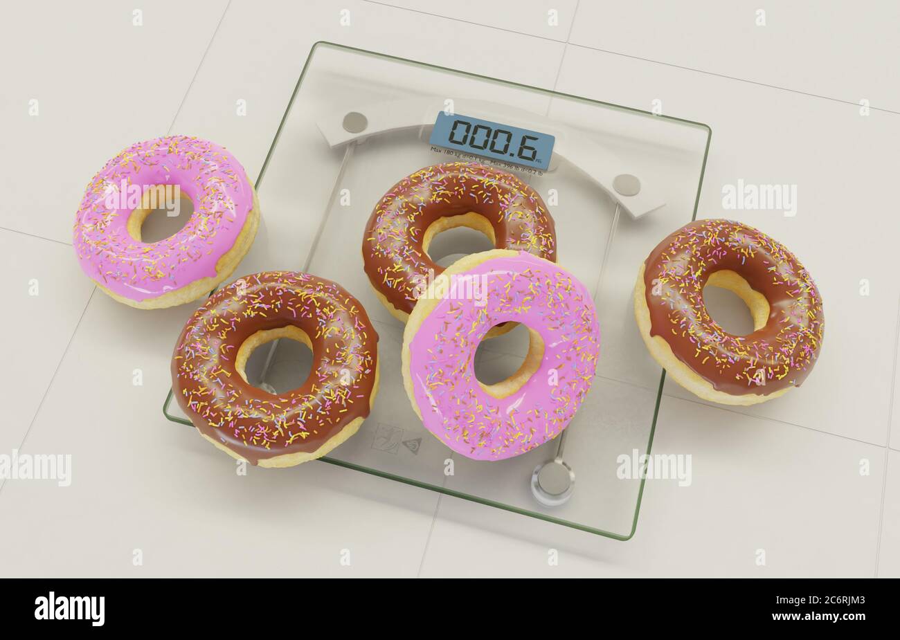 diet versus calories abuse delicious and tempting donuts with chocolate and pink icing and