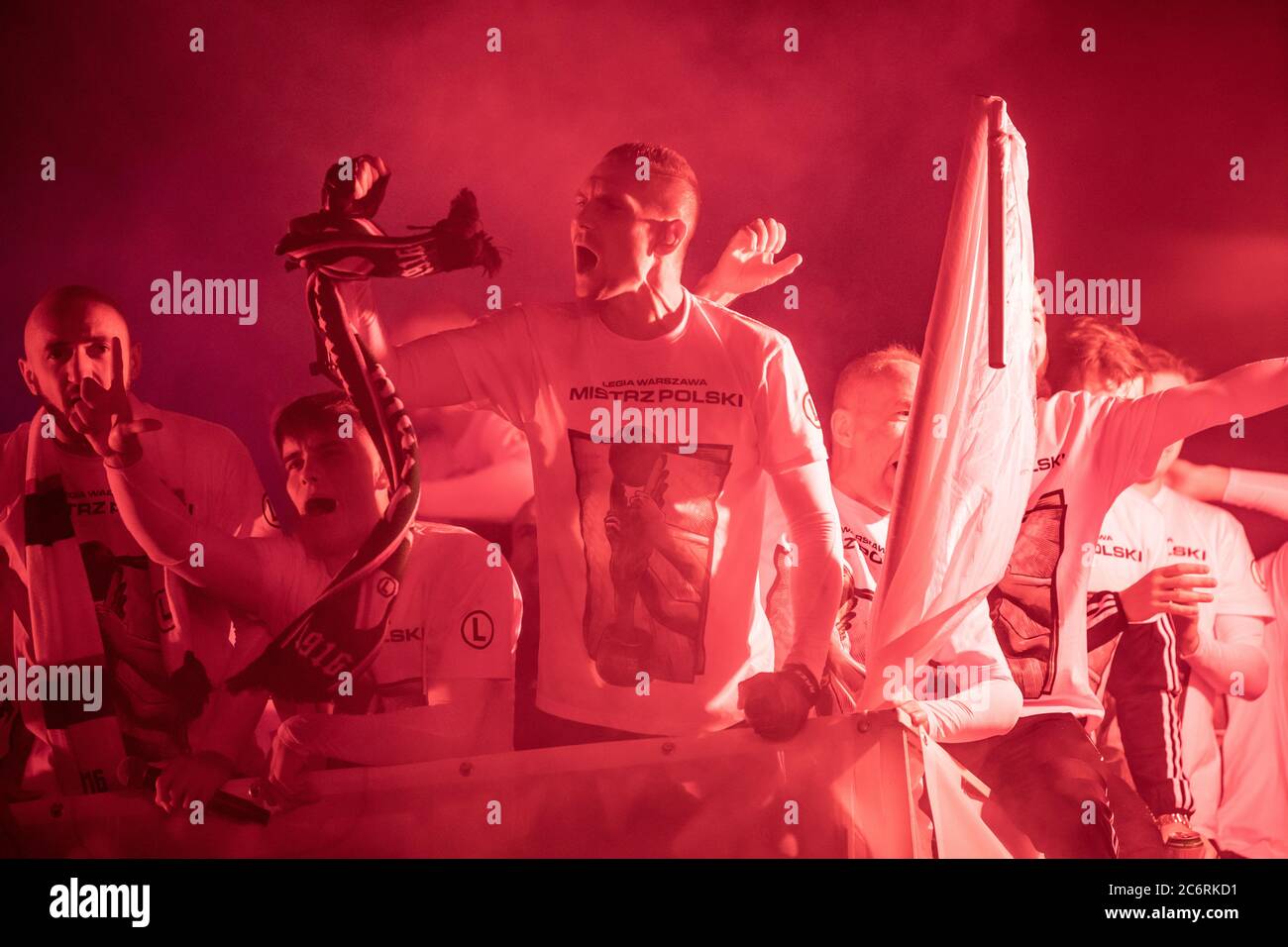 Warsaw, Poland. 11th July, 2020. Artur Jedrzejczyk (C) of Football Team Legia Warsaw seen celebrating after winning the 14th Polish Championship (Polish Ekstraklasa League) title in history. Credit: SOPA Images Limited/Alamy Live News Stock Photo