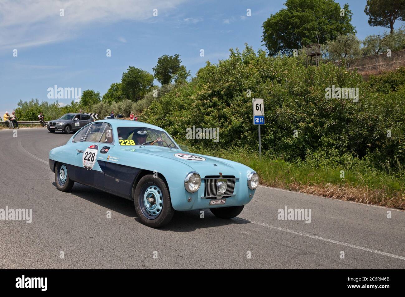 Vintage Fiat 1100 E Zagato Coupe (1952) in classic car race Mille Miglia, on May 17, 2014 in Colle di Val d'Elsa, Tuscany, Italy Stock Photo