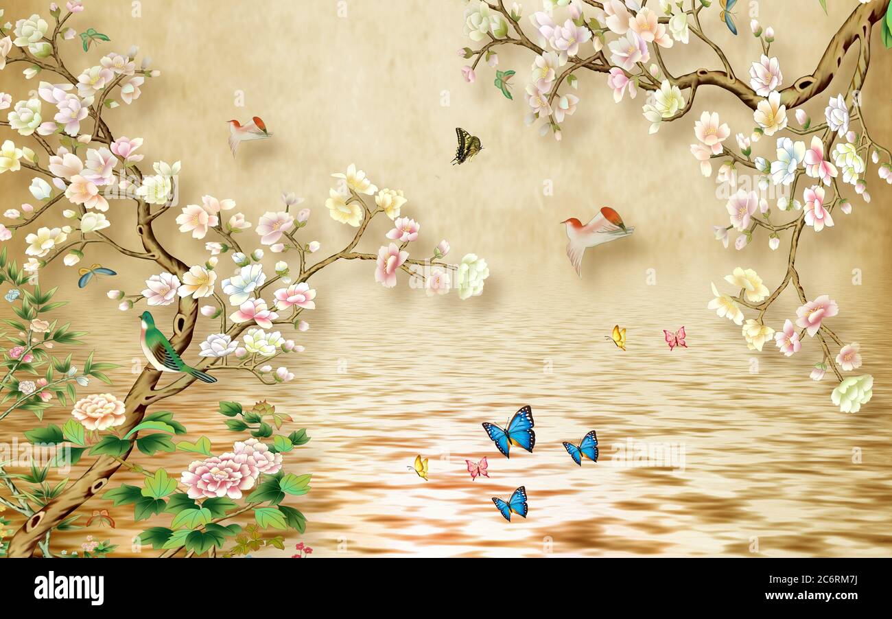 3d wallpaper design and beautiful wall brick background Stock Photo - Alamy