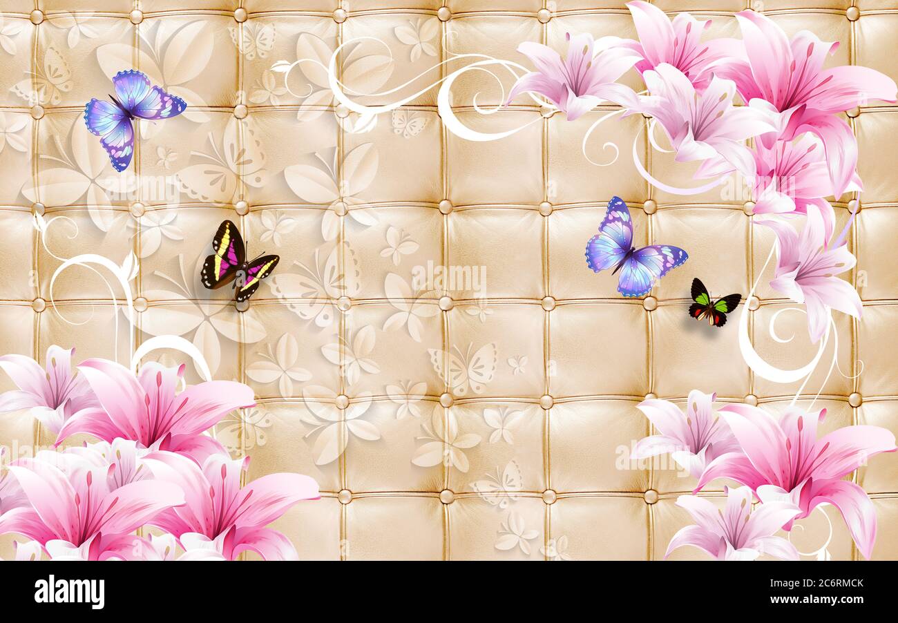 3d wallpaper design and beautiful wall brick background Stock Photo