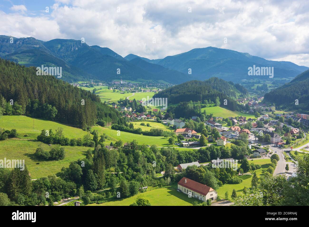 Aflenz: villages Aflenz (back) and Palbersdorf (front), Hochschwab