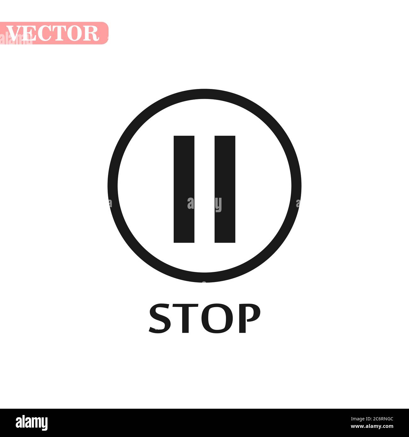 Pause icon in circle. Media player control button. eps 10 Stock Vector