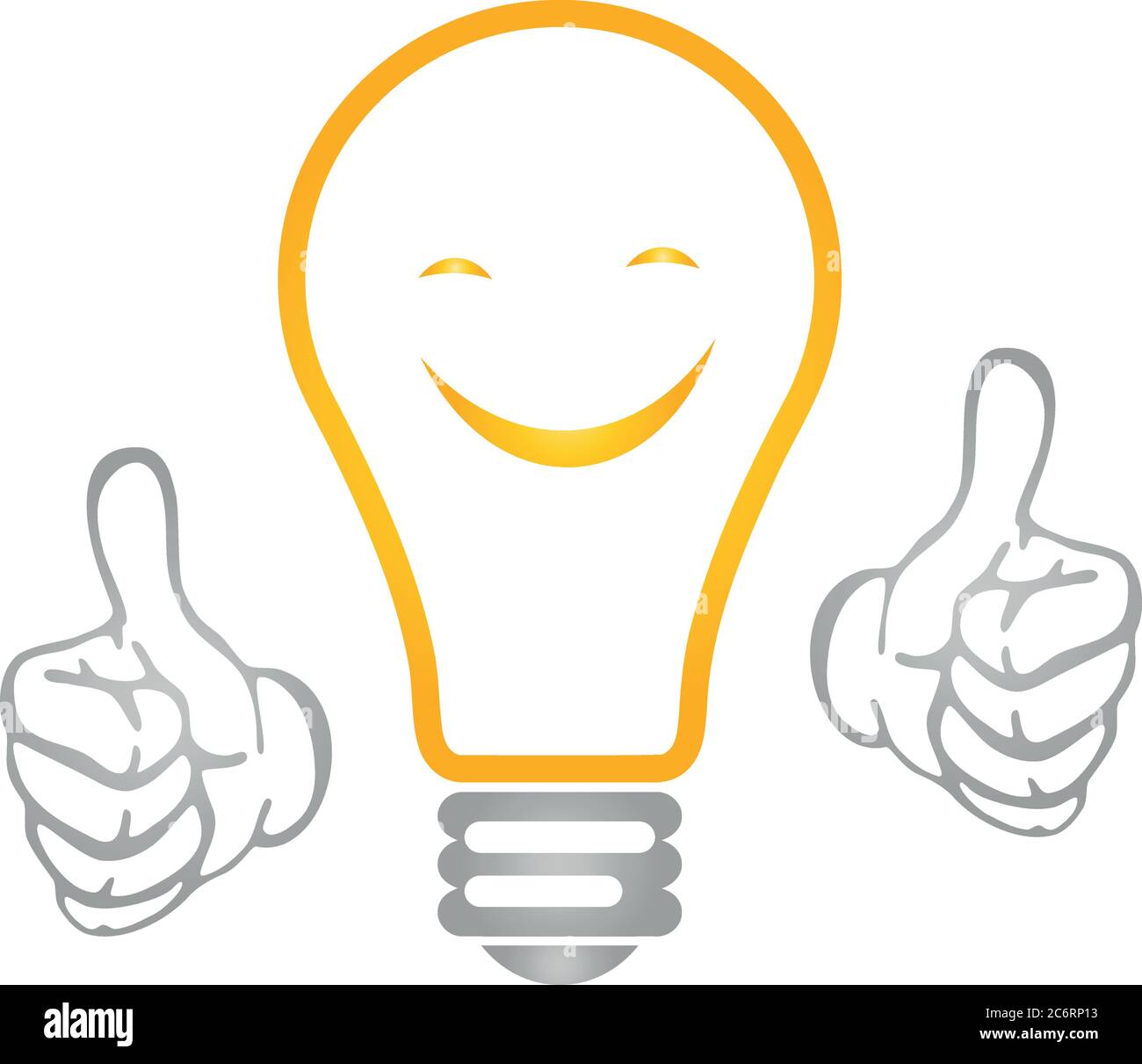 Lamp, electrician, smile, hands, logo Stock Vector