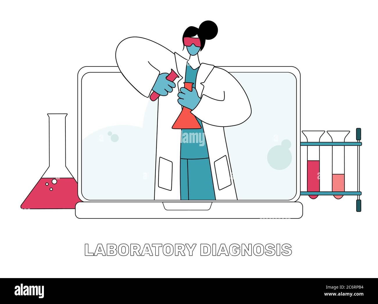 Medical chemical laboratory analysis modern flat linear concept