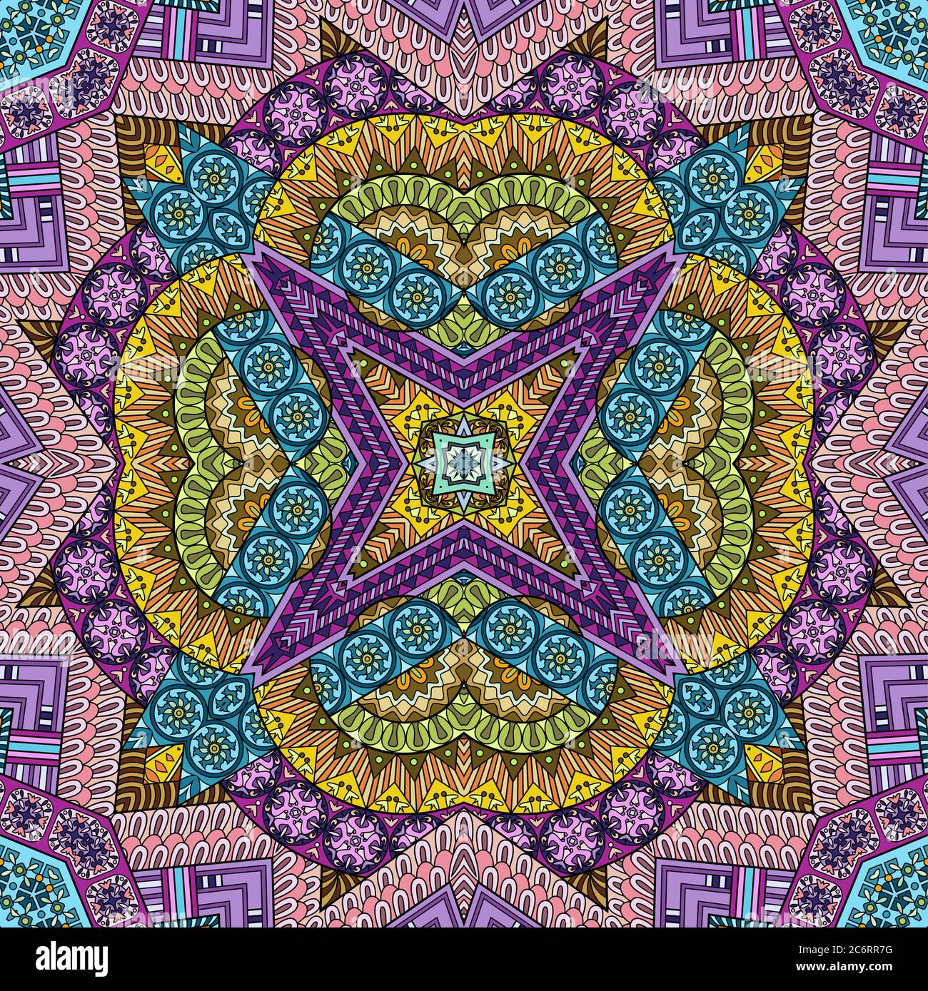 Vector abstract ethnic hand drawn seamless pattern Stock Vector Image ...