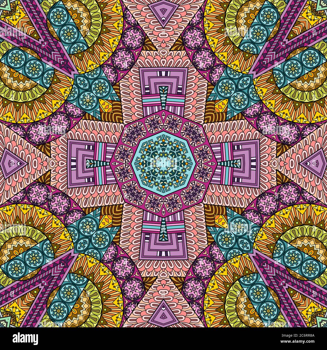 Vector abstract ethnic hand drawn seamless pattern Stock Vector Image ...
