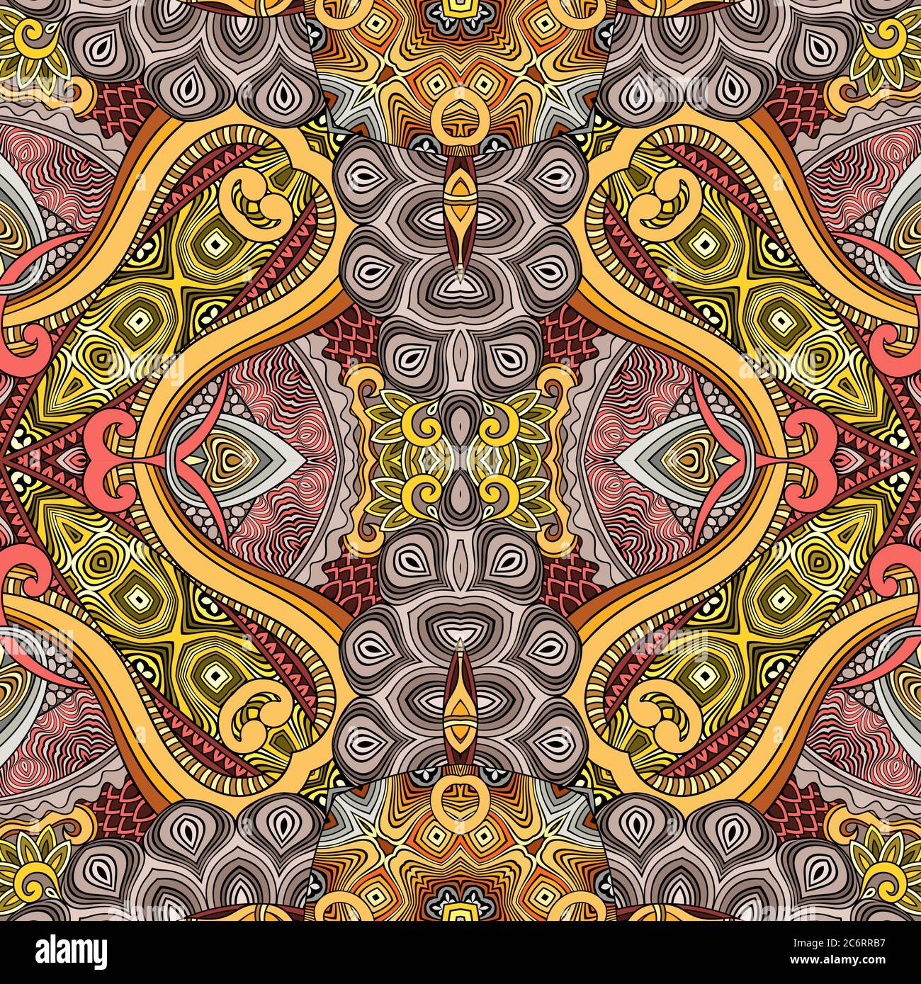 Vector abstract ethnic hand drawn seamless pattern Stock Vector Image ...