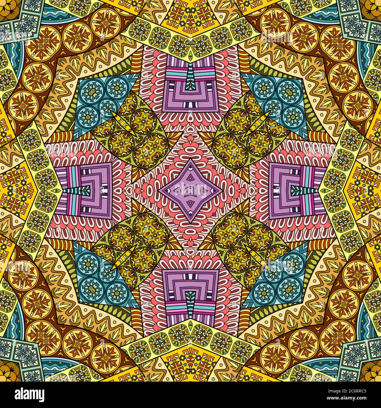 Vector abstract ethnic hand drawn seamless pattern Stock Vector Image ...