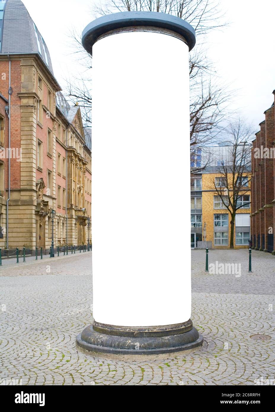 advertising pillar in a city with free copy space Stock Photo