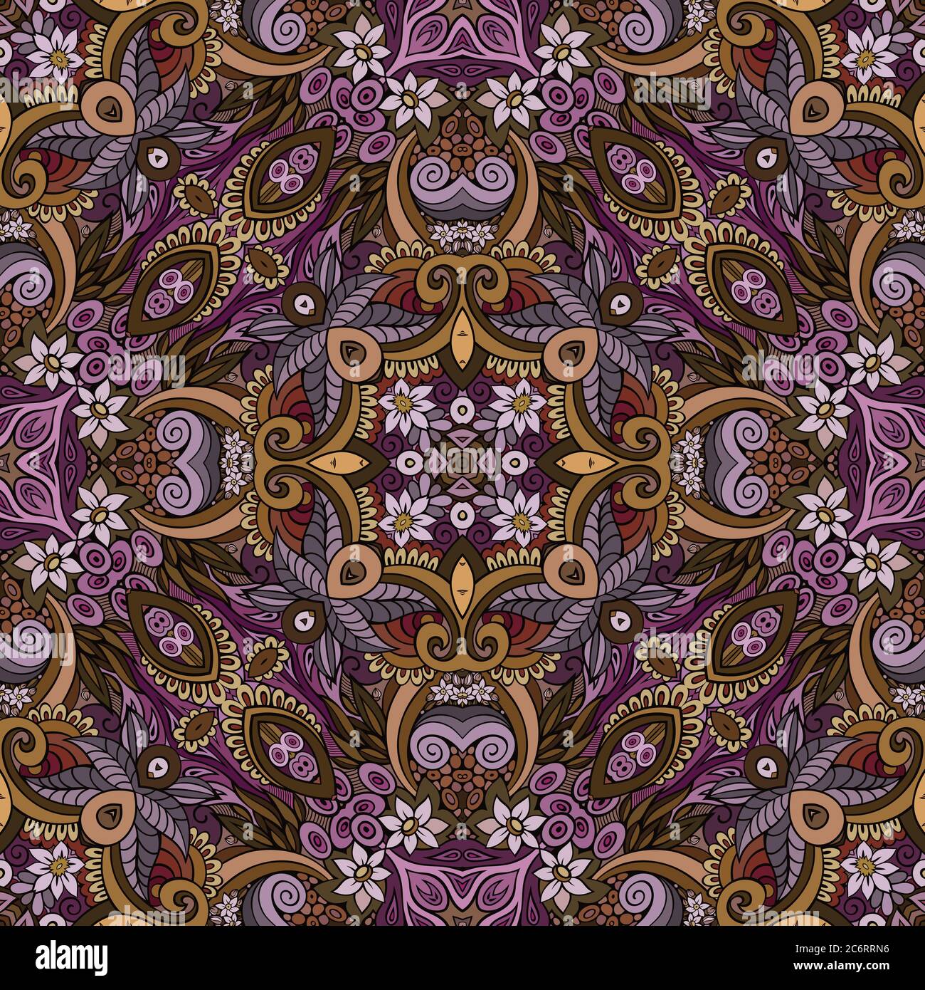 Vector ethnic hand drawn color seamless pattern Stock Vector Image ...