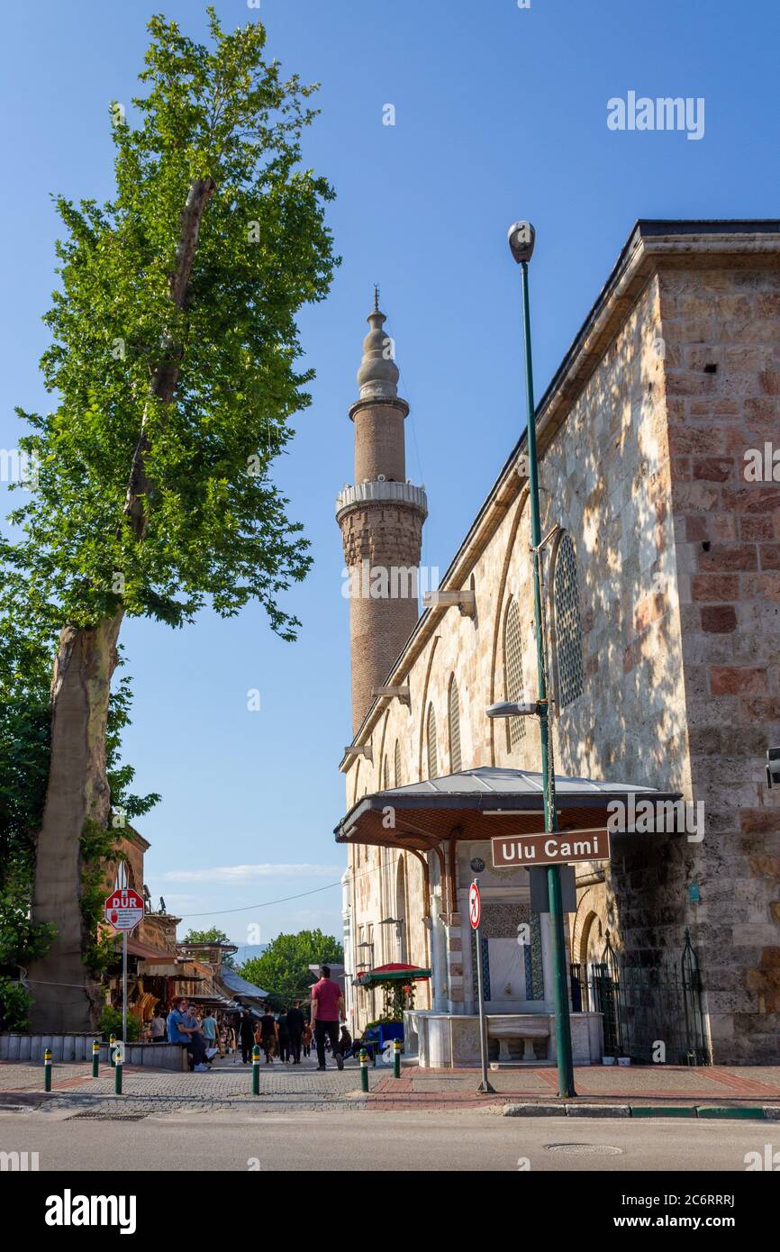 Bursa / Turkey - June 24 2020: Ulu Cami Mosque view. Bursa, Turkey Stock Photo