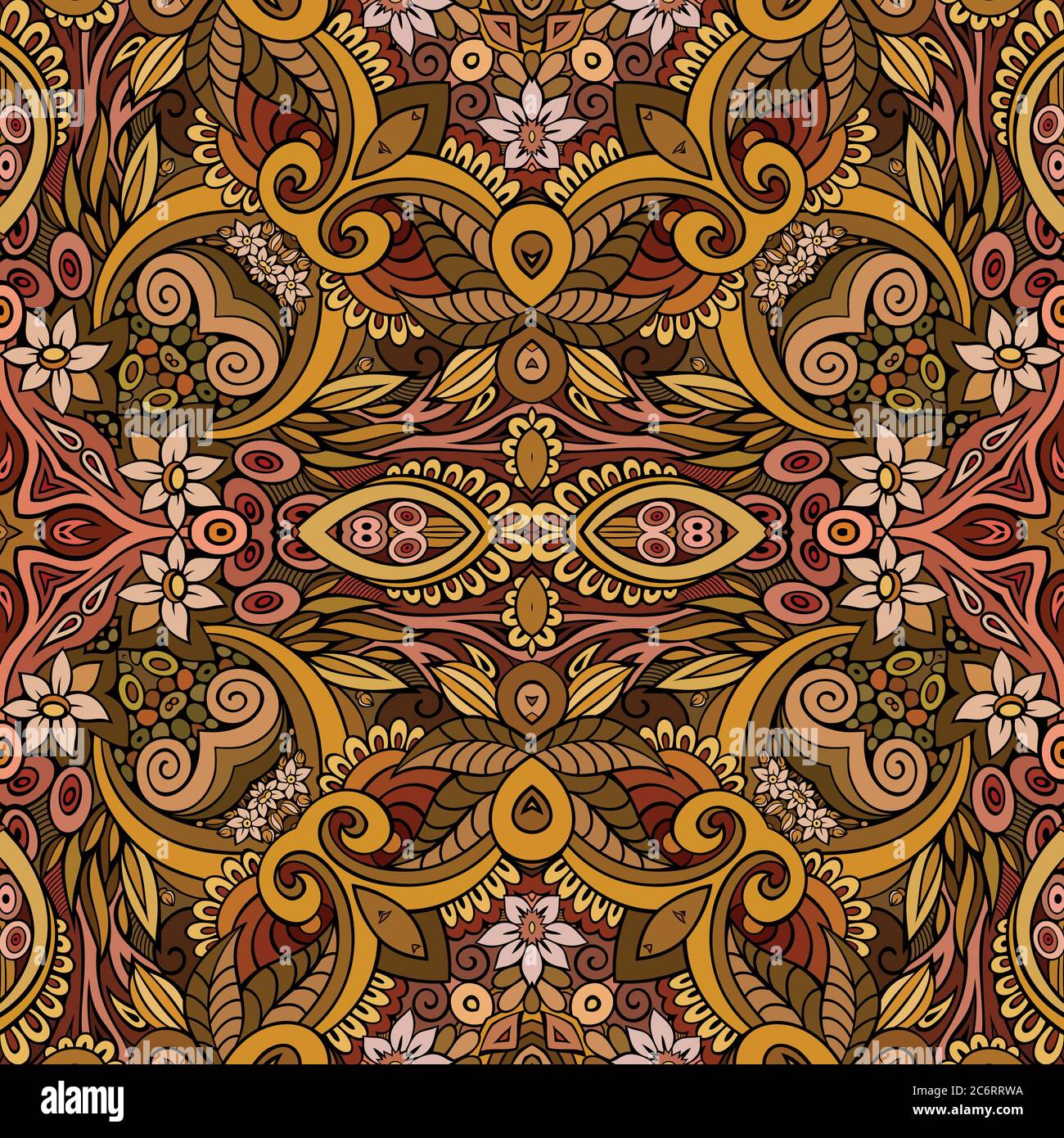 Vector ethnic hand drawn color seamless pattern Stock Vector Image ...
