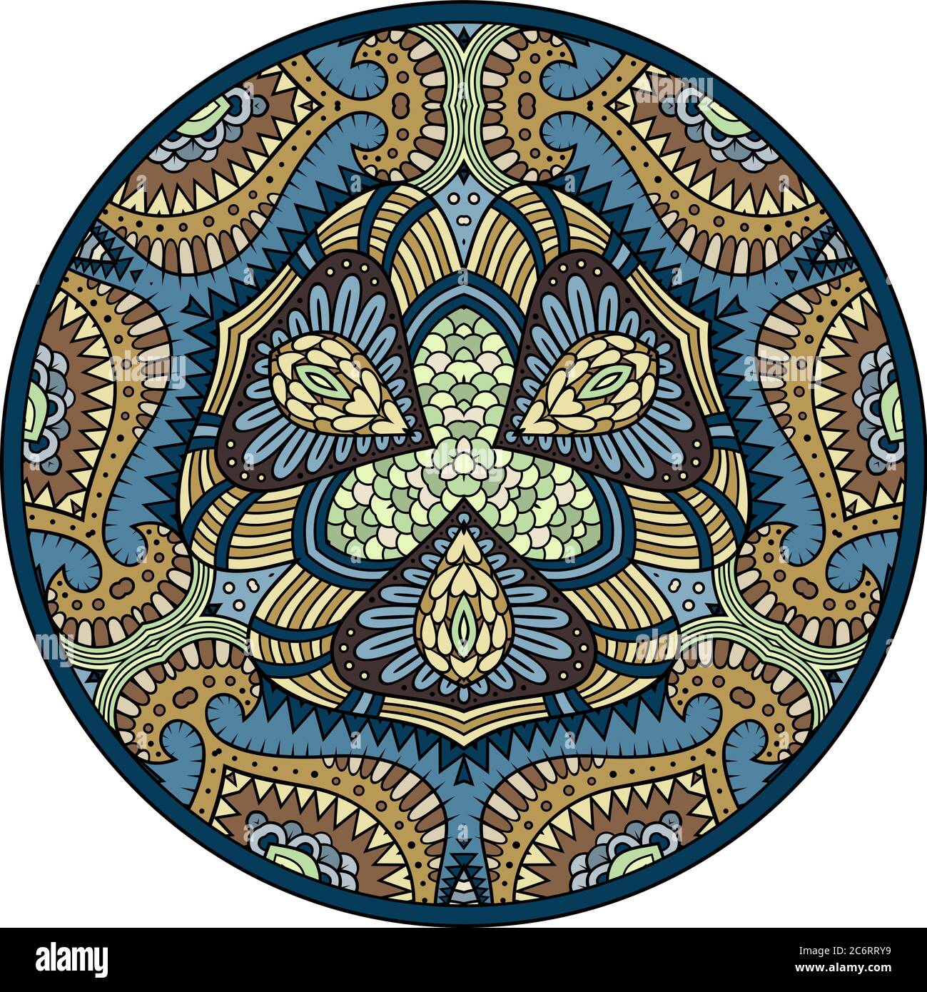 Vector abstract floral ethnic hand drawn mandala Stock Vector Image ...