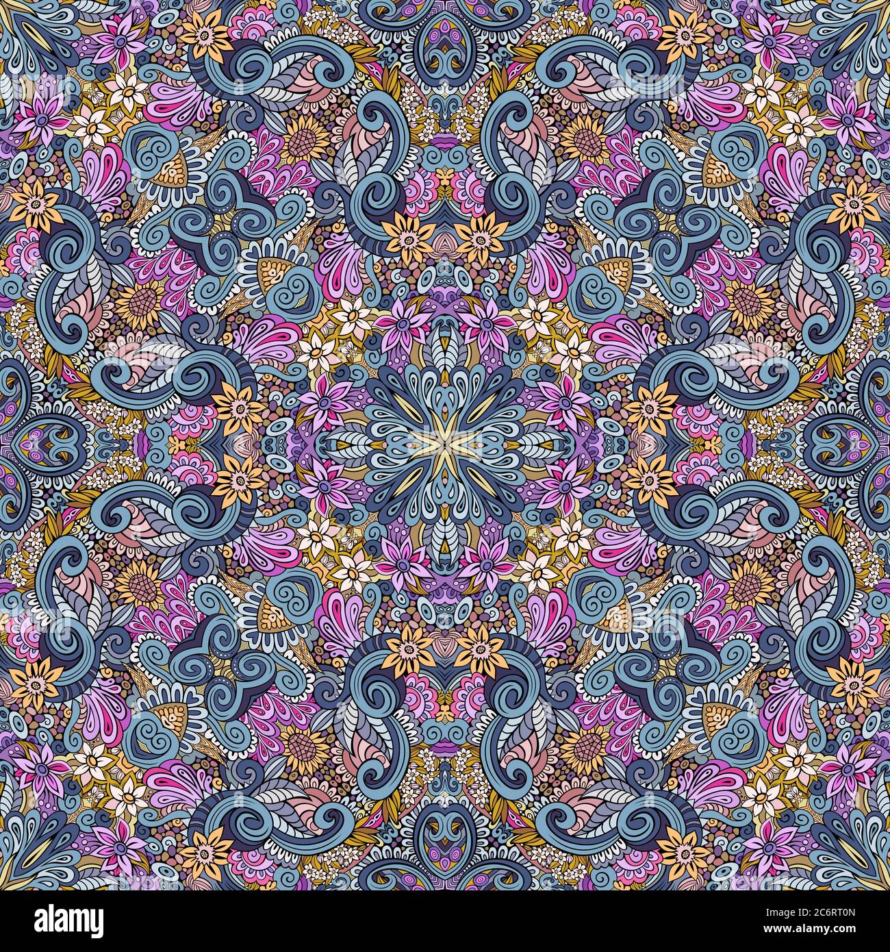Vector ethnic hand drawn color seamless pattern Stock Vector Image ...